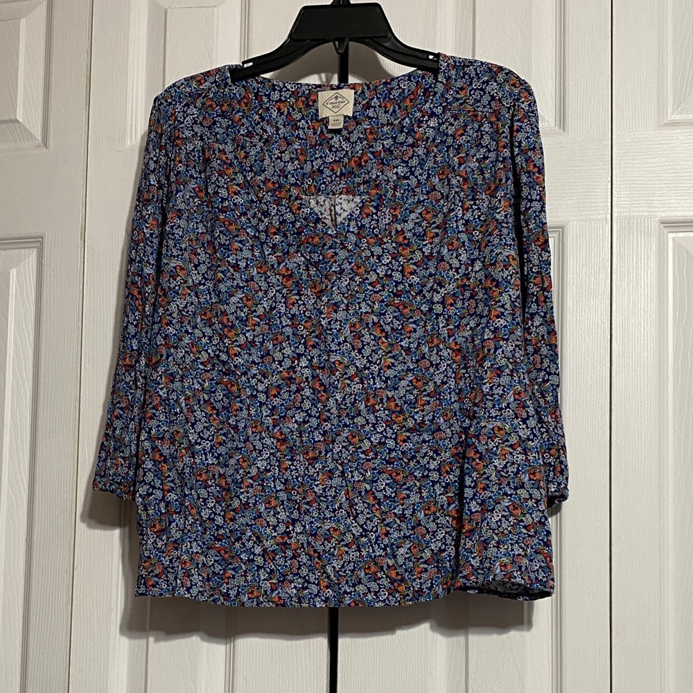 St Johns Bay floral smock top shirt blouse size PXL